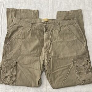 Wrangler Classic Cargo Pants Mens Size 38x32 Beige Tan Work Casual Twill Utility